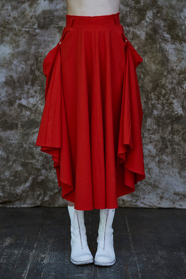 m.a+ 25 Spring/Summer Long Round Skirt Skirt Italy Craftsman MA-K600Z-CLX-SHH CORAL RED